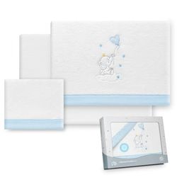 Interbaby - Sänglakan set för vagn 40 x 80 cm, baby - vinterlakan korallväv - elefanthjärtmodell ballong - inklusive lakan + lakan + örngott
