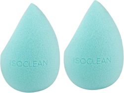 ISOCLEAN DUO Juego de esponjas de maquillaje para aplicar base líquida, corrector, colorete, crema y polvo, esponja en forma de gota para contornear fácilmente - Paquete de 2 - Aqua