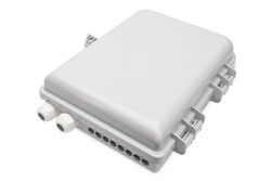 DIGITUS Caja de distribución FTTH Exterior - 16x LC/Duplex o 16x SC/Simplex - Grado de protección IP65 - Casete de Empalme de Fibra óptica - Gris