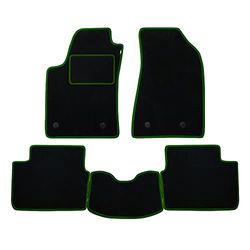 Set Tappetini realizzato per FIAT PUNTO anno dal 1999 al 2003 in Moquette automobilistica Made in Italy Colore NERO bordo Verde