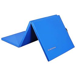 BalanceFrom - Tappetino per esercizi pieghevole in 3,8 cm di spessore, con manici per il trasporto, per MMA, ginnastica e pavimento protettivo in casa, colore: blu (BFGM-153BLUE)