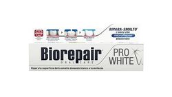 Biorepair, Pasta do zębów Pro White, wybielająca pasta do zębów z technologią polimerową PVP, naprawa szkliwa i zęby dla białych i błyszczących zębów, bez 75 ml