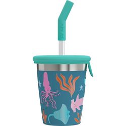 Sigg - Stainless Steel Children's Cup with Silicone Lid and Straw - Splash-Proof - BPA-Free - Lightweight & Robust - Underwater Animals - 0.35 L