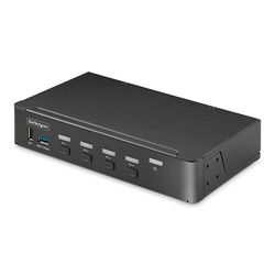 StarTech.com Switch KVM de 4 Puertos DisplayPort para Un Monitor - 4K 60Hz - Hub Ladrón de 6 Puertos USB - TAA