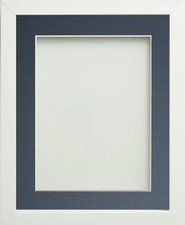 Frame Company Connolly Range White Wooden Picture Photo Frame with Blue Mount, 18x14 for pic size 16x12 *Choice of Sizes*