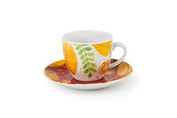Excelsa Autumn Leaves - Juego de 6 tazas de café con plato, porcelana