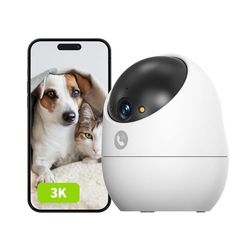 Beans View 3K 5MP Telecamera di sicurezza per interni, Vist a 360°, tracciamento automatico umano, 512 GB di memoria della scheda SD, 2.4GHz WiFi, Lavora con Alexa, Chiamata Bidirezionale D210