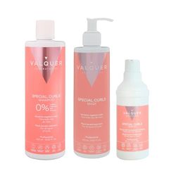 Valquer Special Pack Curls Shampoo 400 ml, Mask 275 ml and Serum 30 ml. Curly Hair Treatment Curly Method for Defined Curls. With Vegetable Keratin and Actives derived from Corn. Vegan.
