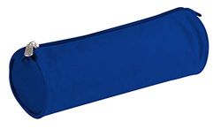 Clairefontaine - Ref 8111C - Polyester Round Pencil Case - 7 x 7 x 22cm, 600D Polyester, Spacious Design for Pens, Pencils & Stationery, Metal Zipper - Blue