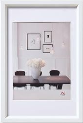 walther design Moldura de fotos branca 18 x 24 cm com passepartout, moldura de plástico Steel Style ES824W