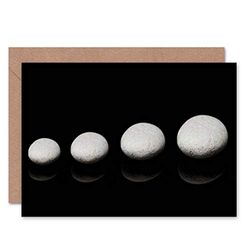 Wee Blue Coo ABSTRACT PEBBLE STONE REFLECTION BLACK WHITE BLANK GREETINGS CARD