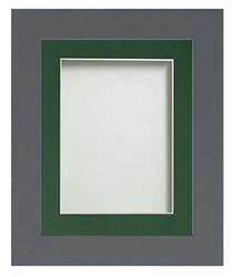 Frame Company Watson Grey Picture Photo Frame fitted with Perspex, 12x10 inch with Bottle Green Mount for image size 7x5 inch