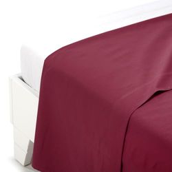 Caleffi Coton uni Drap de Dessus, Bordeaux, pour lit Double