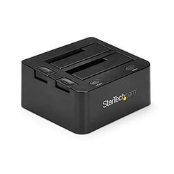 StarTech.com 2-vägs USB 3.0-hårddiskar dockningsstation med UASP för 2,5/3,5 tums SSD/HDD, Serial-ATA USB dockningsstation med dubbla fack