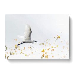 Great Egret Bird In Flight In Abstract Modern Art Canvas Wall Art Print Ready to Hang, Framed Picture for Living Room Bedroom Home Office Décor, 60x40 cm (24x16 Inch)