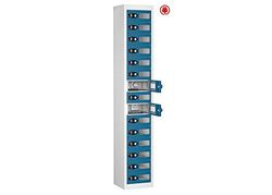 15 Vision Panel Door Tablet Charging Locker, Blue, Hasp Lock