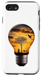 Custodia per iPhone SE (2020) / 7 / 8 Yoga Tramonto lampadina Idea Tees yoga una posa pacifica Meditazione