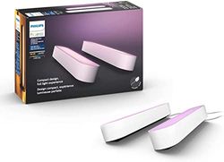 Philips Hue Play Barra de luz regulável compatível com Amazon Alexa, Apple HomeKit e Google Home, luz branca e colorida, requer conexão à ponte Hue, preta, inclui alimentador (2 unidades).