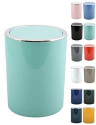 MSV Salle de Bains Aspen Design Poubelle Salle de Bains Poubelle à pédale Poubelle Push à Couvercle basculant Récipient à ordures à Couvercle oscillant 6 litres (ØxH): Approx. 18,5 x 26cm Vert Pastel