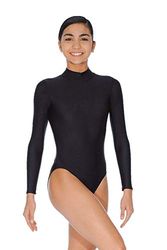 Roch Valley Women's Long Sleeve Turtle Neck Leotard, Black, Age 11-13