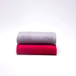 Sancarlos - Lot de 2 Serviettes Ocean Duo de Lavabo, Couleur fumée et Grenat, 100% Coton, 550 g/m²