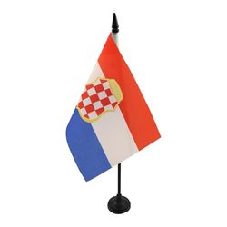 AZ FLAG - Drapeau De Table République d'Herceg-Bosna 1991-1994 21x14 cm - Petit Drapeau D'Herceg-Bosna De Bureau 100% Polyester Avec Hampe De 25cm Et Socle En Plastique Noir