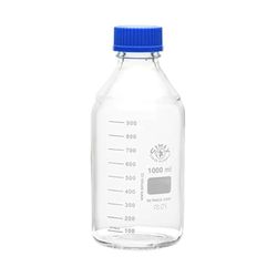 United Scientific™ SIMAX 1 000 ml (1 L) laboratoriegradering, läckagesäker, medieflaska, med GL45 skruvlock, 1 vardera