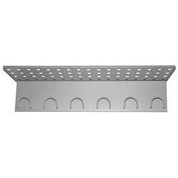 OFITURIA® Wall Metal Clothes Hanger Silver Colour with 6 Hooks Top Perforated Shelf