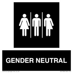 Female, Male and Non-gender specific in black panel Sign - 100x100mm - S10