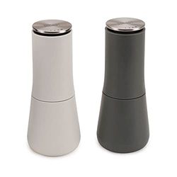 Joseph Joseph Milltop Conjunto de moinhos anti-derrame para sal e pimenta, branco e cinzento