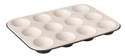 Zenker 7820 12-delige muffinvorm Ø 7 cm CREME NOIR, muffinbakvorm van plaatstaal, bakplaat, met keramisch versterkte antiaanbaklaag (kleur: crème/antraciet), hoeveelheid: 1 stuk