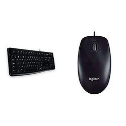 Logitech K120 Tastiera con Cavo per Windows, Layout Tedesco QWERTZ - Nero & M90 Mouse USB Cablato, 1000 DPI, Mouse Ambidestro, Compatibile con PC/Mac/Laptop, Nero