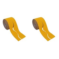 Bright Ideas Corrugated Border Roll for School Displays, Gold, 10cm x 7.5m, BI7892 (Pack of 2)