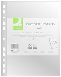 Q-Connect Punched Pockets PP, A4, Cristal, 50 micrones, 100 Unidades