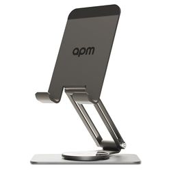 apm Support de téléphone Portable, Support Pliable en Aluminium, Rotatif 360° pour Bureau, Accessoire de Voyage Compatible pour iPhone 16 15 14 Pro Samsung S24 A53 Nintendo Switch, Gris, 900260
