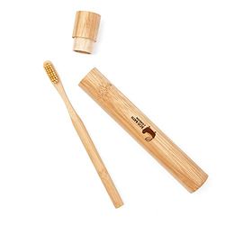 Eco Bath London Bamboo Toothbrush in Bamboo Tube Travel Case - Eco-Friendly, Natural Biodegradable Toothbrush with Soft Bristles