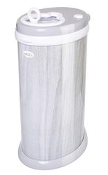 Ubbi Stalen geur vergrendeling luier afvalbak, geen speciale tas nodig geld besparen, bekroond, modern design register must-have luierbak, houtnerf