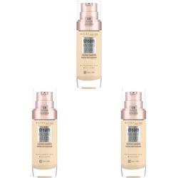 Maybelline Foundation, Dream Radiant Liquid Hydrating Foundation with Hyaluronic Acid and Collagen - Lightweight, Medium Coverage Up to 12 Hour Hydration - 30 Sand (Pack of 3)