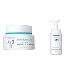 Curel Intensive Moisturiser Face Cream for Dry, Sensitive Skin, 40g & Foaming Gentle Cleansing Face Wash Cleanser for Dry, Sensitive Skin 150 ml