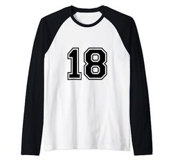 Numero 18 Annata 18 Compleanno Look College Maglia con Maniche Raglan