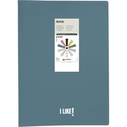 Grafoplas Plastic Folder, 30 Clear Polypropylene Sleeves Folio Size, Dark Blue, Flexible Cover, Perfect Office Supplies