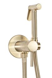 Rea LUNGO LOOP GOLD BIDET RUBINETTO BIDET DA INCASSO Doccetta a parete in ottone Miscelatore acqua calda e fredda con doccetta per WC WC (Oro)