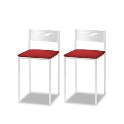 ASTIMESA - Keukenkruk met rugleuning - Solide en stevige structuur - Wit frame en zitvlak van kunstleer - Kleur zitting: Wit Leveringsomvang: 2 stuks, afmetingen: 35 x 35 x 64 cm