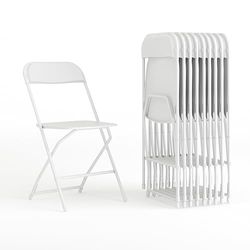 Flash Furniture Hercules Pacote de 10 cadeiras dobráveis, plástico, de qualidade, capacidade de 295 kg, cor branca