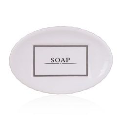 Accentra Portasapone in ceramica bianca con stampa sapone e accessori bagno per lavabo, vasca o doccia, portasapone
