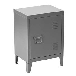 FurnitureR - Armario de Almacenamiento Vertical de Metal, Mesa Auxiliar con estantes de 2 Niveles, Mesa de Noche para archivador, para Sala de Estar, Dormitorio, Oficina, Color Gris