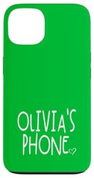 Olivia's Phone Olivia Nom personnalisé Blanc Vert Coque pour iPhone 13