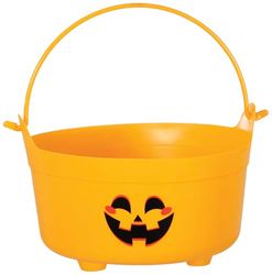 FIESTAS GUIRCA | Chaudron Citrouille (24x23x15 cm) - Panier pour Halloween et Décoration de Fêtes - Accessoire Idéal pour Célébrations de Sorcières et Terreur - Orange