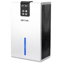Elektrische luchtontvochtiger, 2700 ml, luchtontvochtiger voor thuis, met automatische uitschakeling, 7-kleuren ledlicht, ideaal voor camper, badkamer, slaapkamer, kelder (wit)
