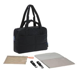 LÄSSIG Baby Wickeltasche mit Tragegriff und Wickelunterlage, Kinderwagenbefestigung, wasserabweisend/GRE Dagelijkse Tas, Zwart